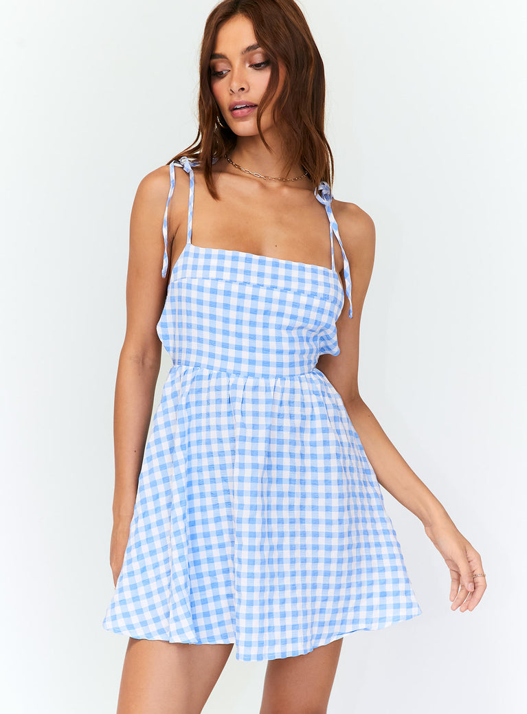 Serena Mini Dress Blue Gingham